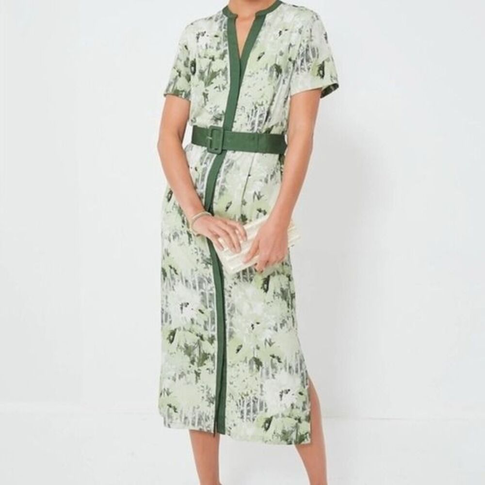 Tuckernuck Green Botanical Print Midi Dress without Belt